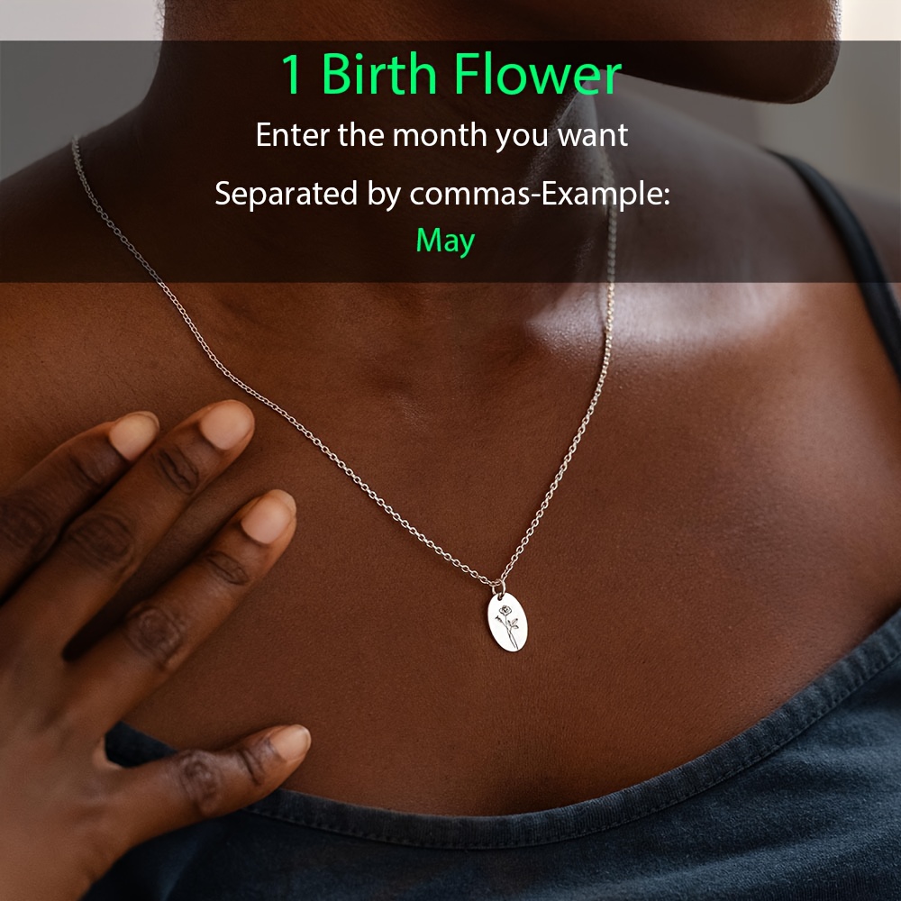 Personalized Women's Birth Flower Pendant Necklace in 18K Plated Design
